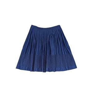 Talbots A-line Skirt Size 12 Pleated Embroidered Eyelet Cottage Feminine Navy